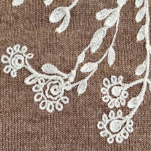 Rain + Rose Angora Blend Sweater Floral Embroidery Puff Shoulders Balloon Sleeve - Picture 12 of 14